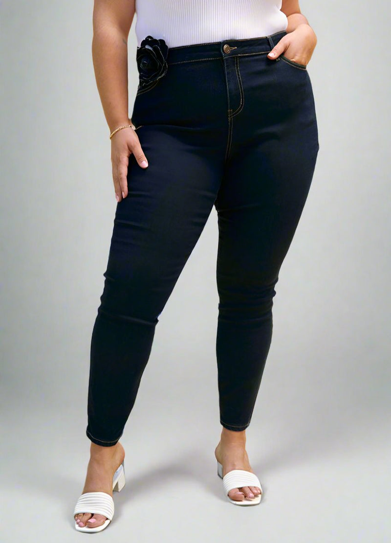 Westport 5 Pocket High Rise Rosette Skinny Jeans - Plus